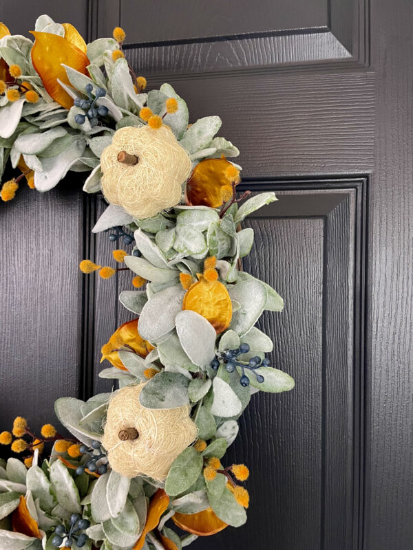 Lamb's Ear Fall Berry Wreath with Pumpkins - Image 6