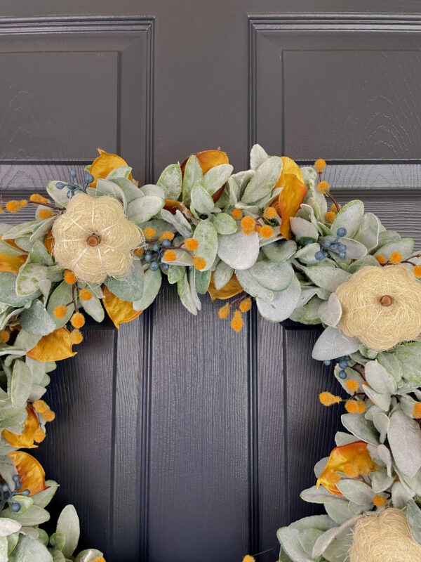 Lamb's Ear Fall Berry Wreath with Pumpkins - Image 5