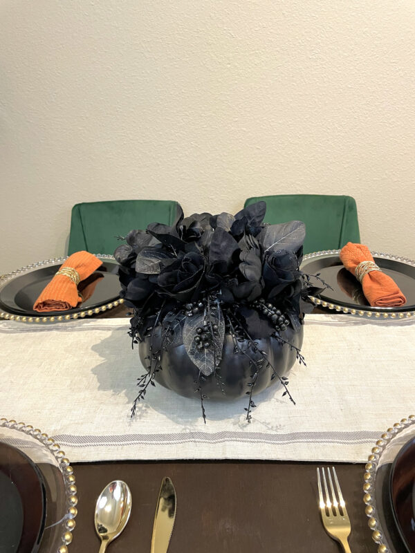 Black Gothic Flower Pumpkin - Image 3