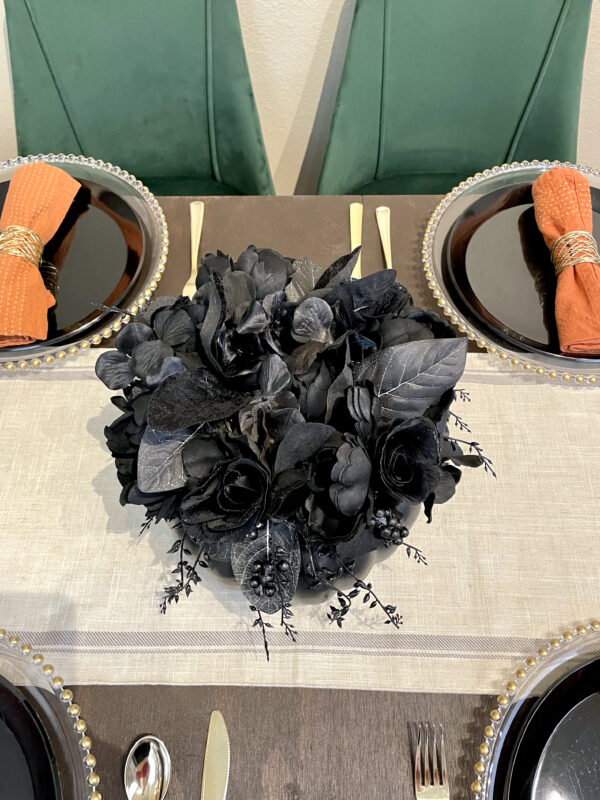 Black Gothic Flower Pumpkin - Image 4