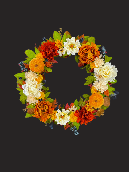 Velvet Pumpkin Peony Wreath