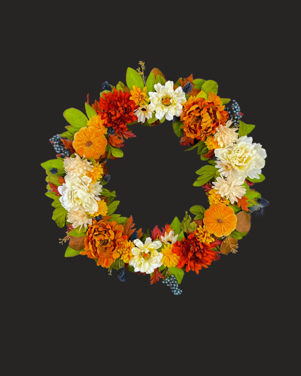 Velvet Pumpkin Peony Wreath