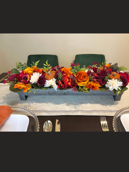 Red and Orange Pumpkin Centerpiece