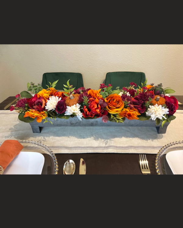 Red and Orange Pumpkin Centerpiece