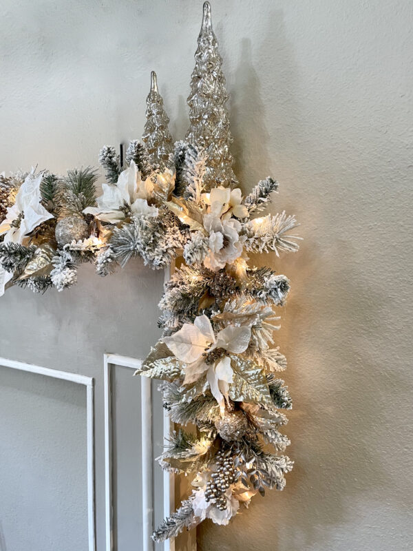 Flocked Poinsettia Garland (available as a set) - Image 7