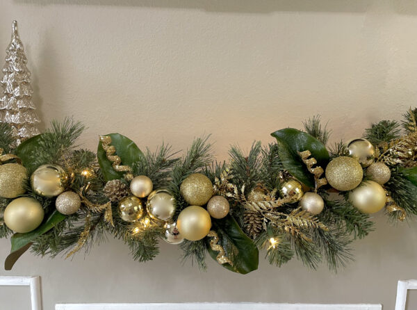 Gold Ornament Magnolia Garland - Image 3