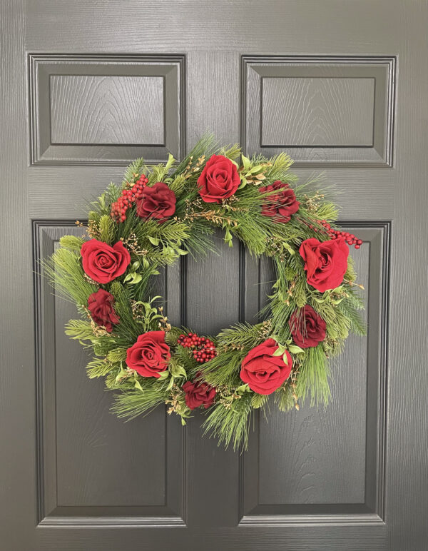 Red Velvet Rose Wreath - Image 2