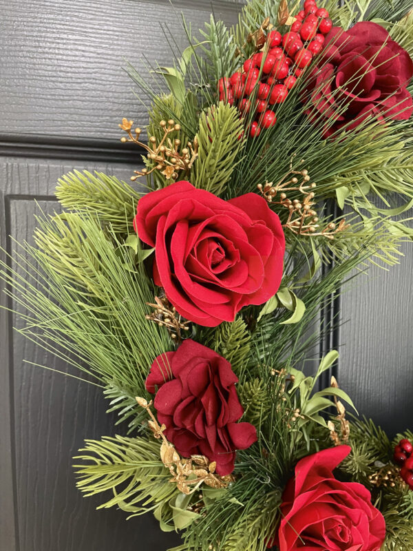 Red Velvet Rose Wreath - Image 3