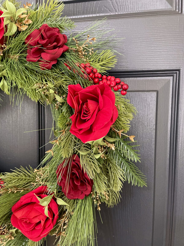 Red Velvet Rose Wreath - Image 6