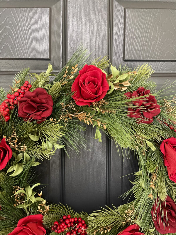 Red Velvet Rose Wreath - Image 5