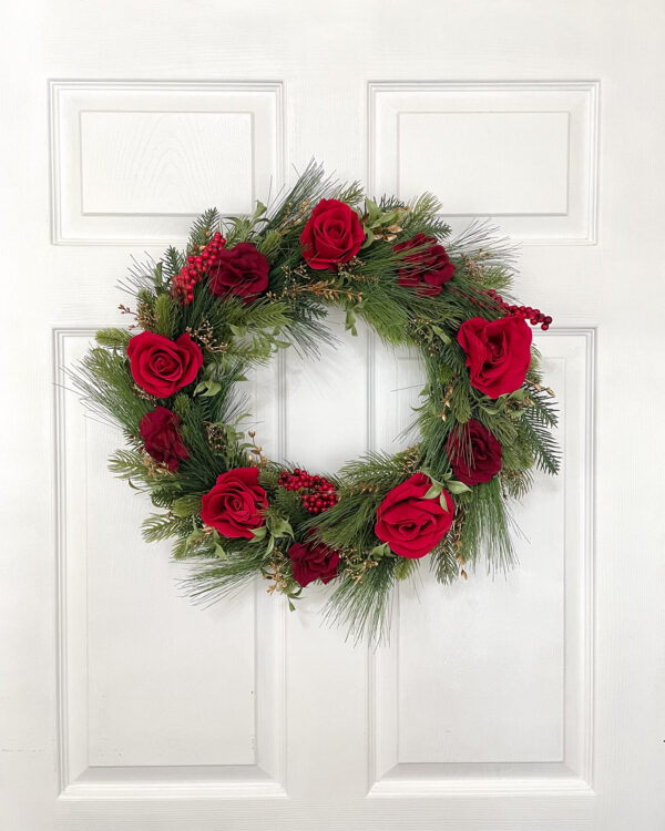 Red Velvet Rose Wreath - Image 7