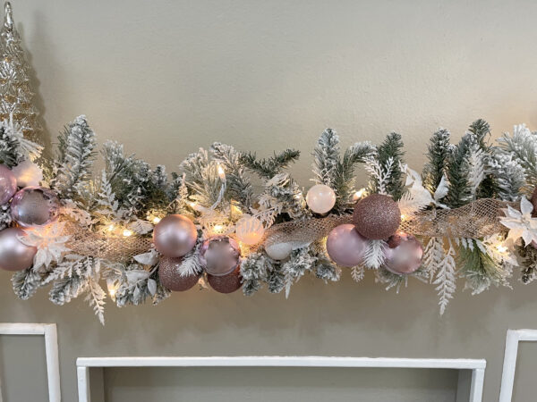 Pink and White Flocked Ornament Garland - Image 5
