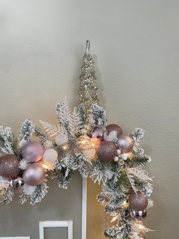 Pink and White Flocked Ornament Garland - Image 6