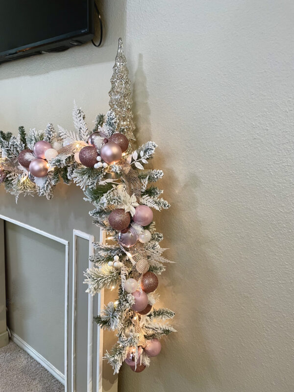 Pink and White Flocked Ornament Garland - Image 7