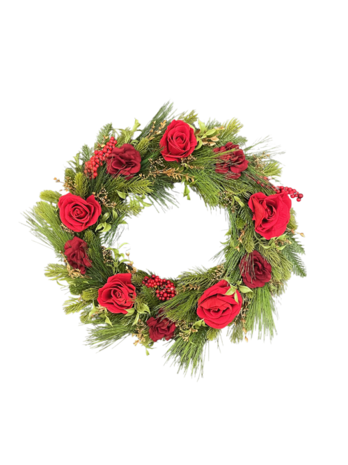 Red Velvet Rose Wreath
