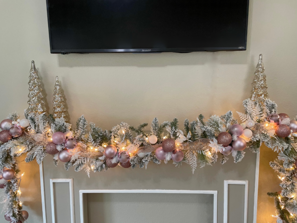 Pink and White Flocked Ornament Garland - Image 4