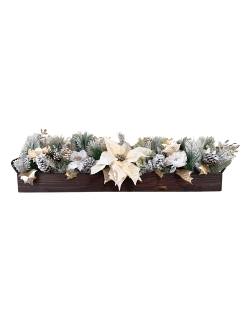 Flocked Poinsettia Centerpiece (available as a set)