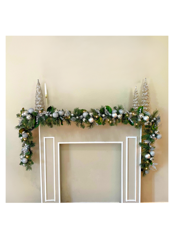 Silver Ornament Magnolia Garland
