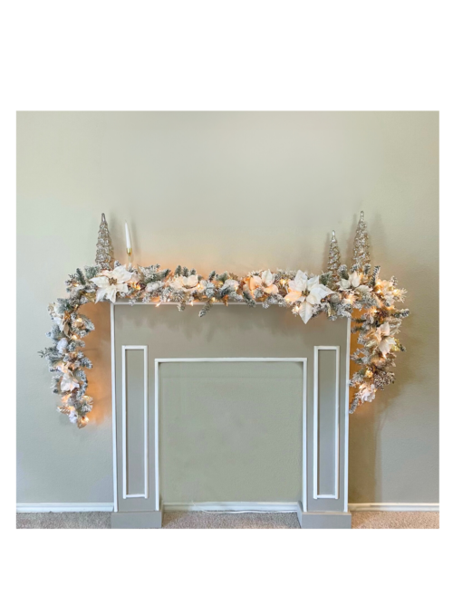 Flocked Poinsettia Garland (available as a set)