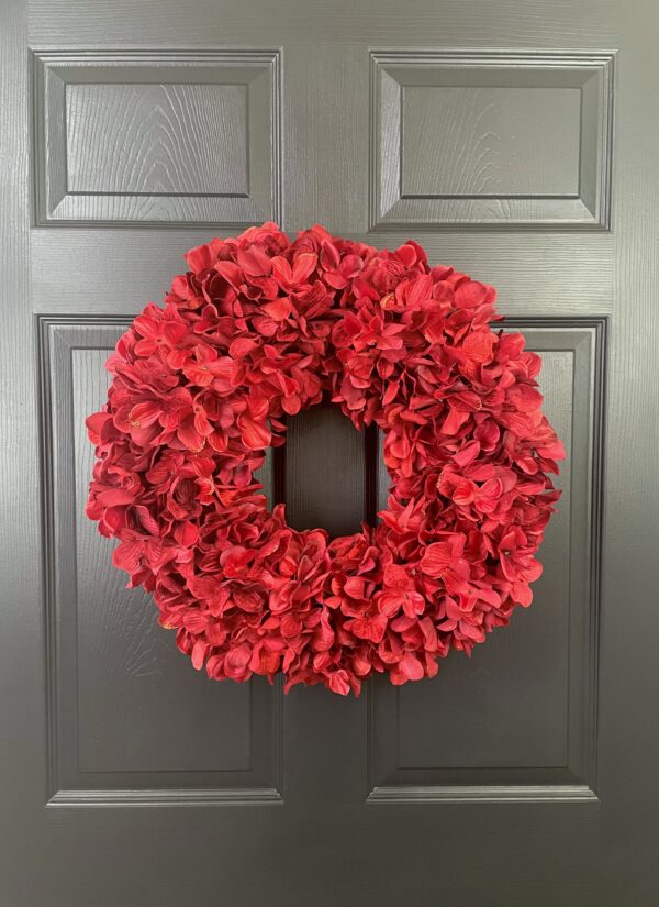 Red Glitter Hydrangea Wreath - Image 2