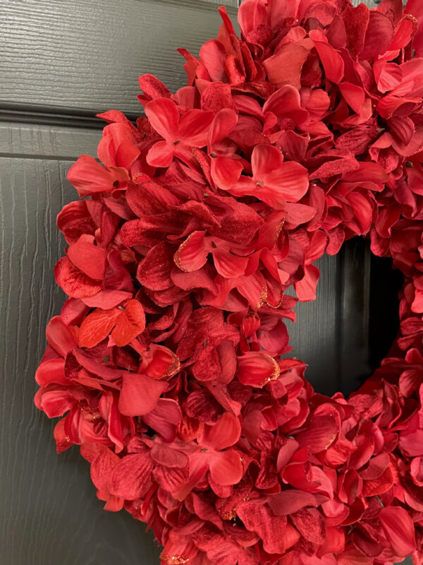Red Glitter Hydrangea Wreath - Image 3