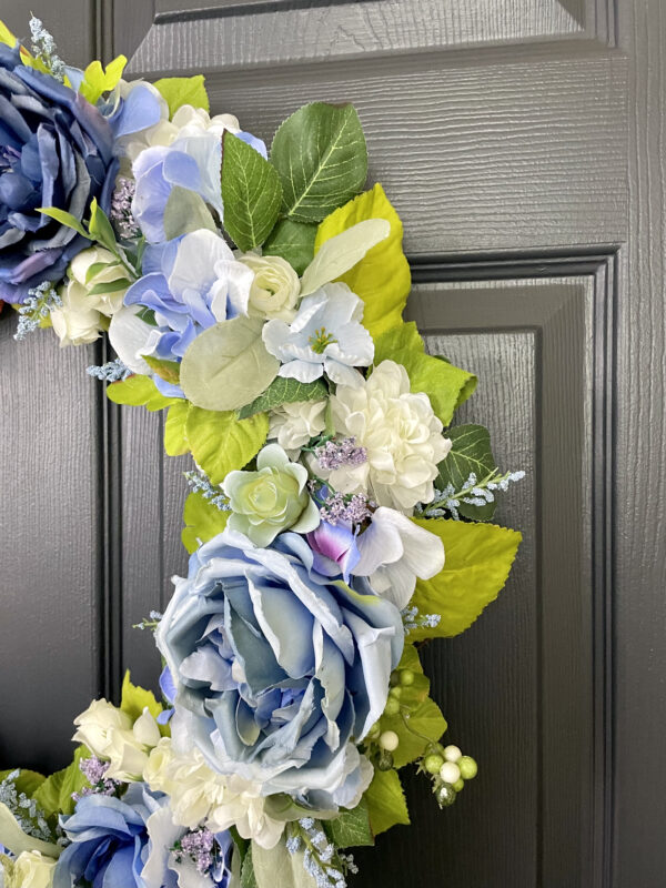 Baby Blue Peony Spring Wreath - Image 5