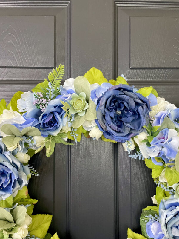 Baby Blue Peony Spring Wreath - Image 4