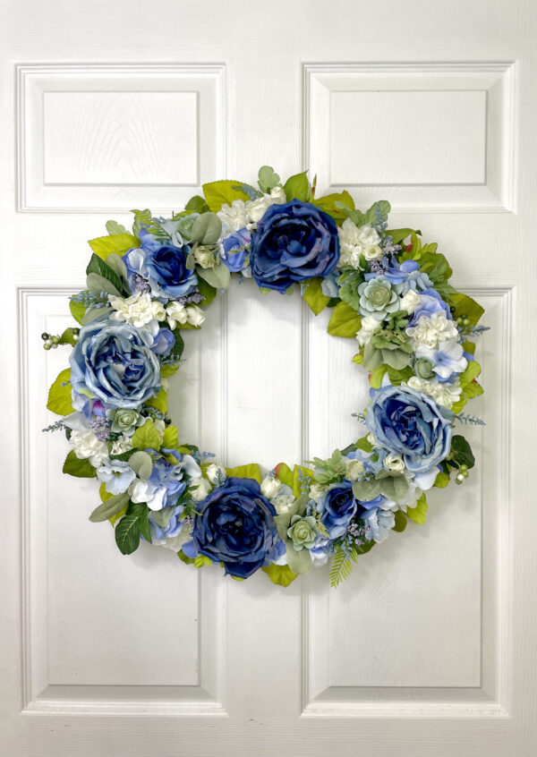 Baby Blue Peony Spring Wreath - Image 7