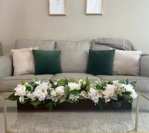 Green and White Floral Centerpiece - Image 3