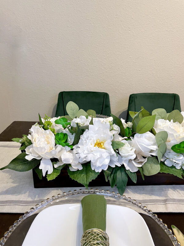 Green and White Floral Centerpiece - Image 5