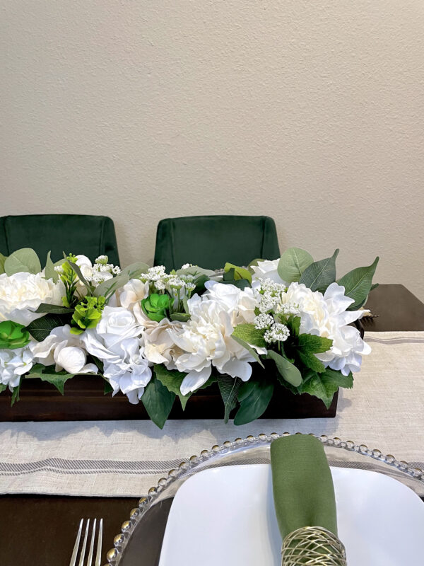 Green and White Floral Centerpiece - Image 7