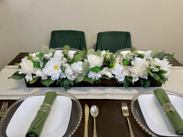 Green and White Floral Centerpiece - Image 2