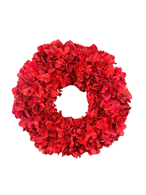 Red Glitter Hydrangea Wreath