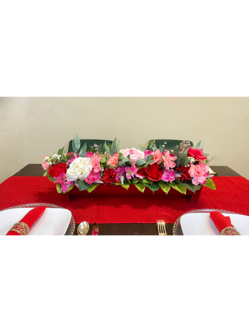 Valentines Day Centerpiece in metal tray