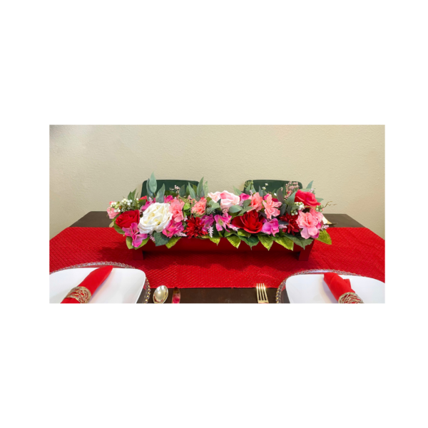 Valentines Day Centerpiece in metal tray