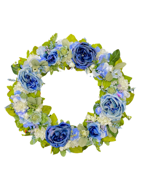 Baby Blue Peony Spring Wreath