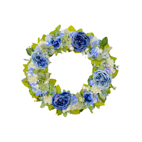 Baby Blue Peony Spring Wreath