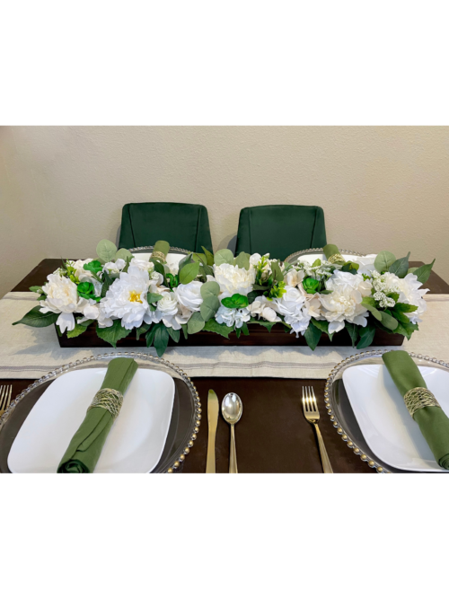 Green and White Floral Centerpiece