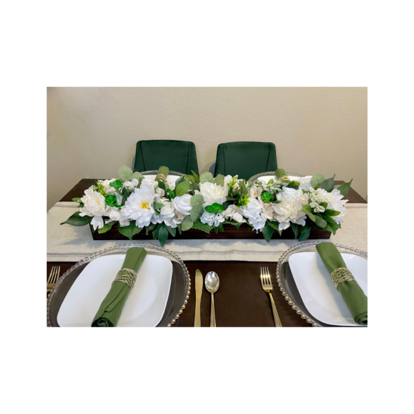Green and White Floral Centerpiece